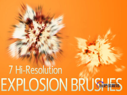 高分辨率高清爆炸效果PS笔刷素材下载-玩吧资源站
