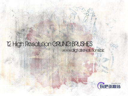 12种破落的、陈旧的、颓废的背景纹理效果笔刷素材下载-玩吧资源站