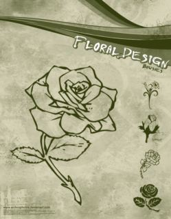 玫瑰花花朵图案、花纹印花笔刷PS素材下载-玩吧资源站