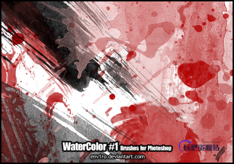油漆、水墨、水彩喷溅效果、挥洒图案PS笔刷素材下载-玩吧资源站