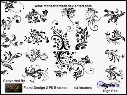 漂亮的植物艺术花纹图案PS印花笔刷素材下载-玩吧资源站
