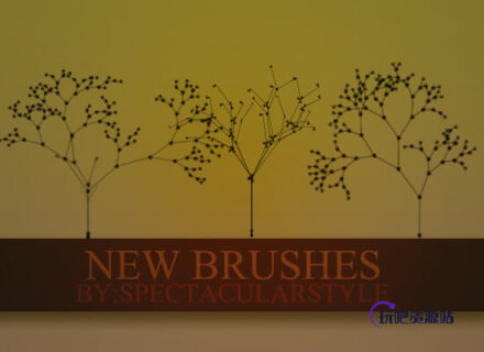 漂亮的植物枝条花纹艺术PS笔刷素材下载-玩吧资源站