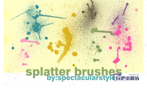 喷漆罐喷漆效果、油漆滴溅PS笔刷下载-玩吧资源站