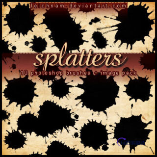 油漆、水墨、水彩滴溅效果PS笔刷素材下载-玩吧资源站