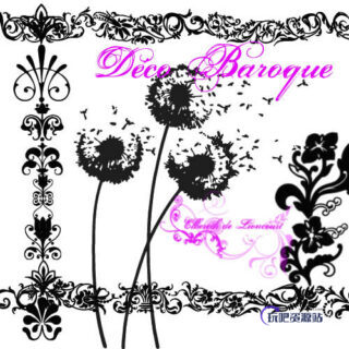 漂亮的艺术植物印花图案、蒲公英花纹PS笔刷素材下载-玩吧资源站