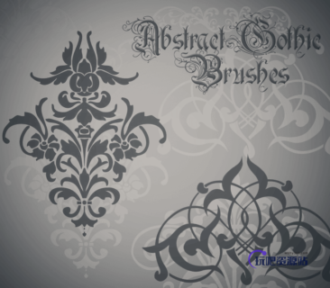 漂亮欧式印花、植物花纹图案、墙壁花纹PS笔刷素材下载-玩吧资源站