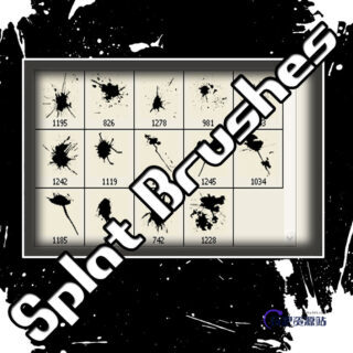 14种手工喷溅、滴溅、挥洒的油漆水墨滴落效果Photoshop笔刷素材下载-玩吧资源站