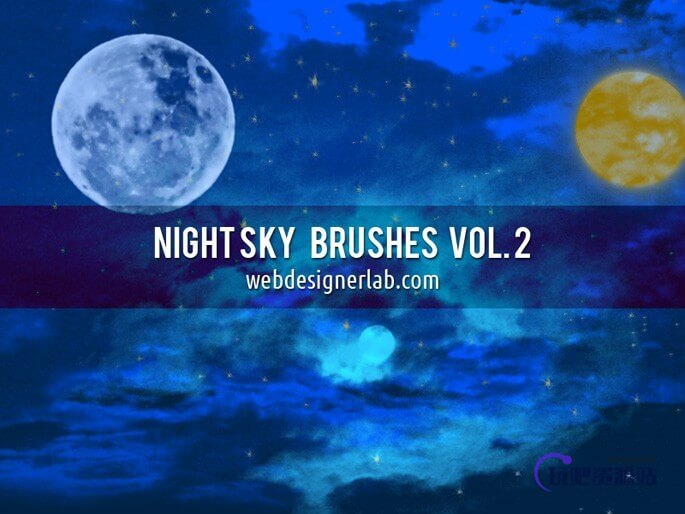万圣节元素夜晚星空下的氛围PS笔刷下载