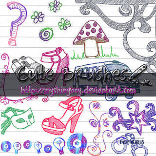 可爱卡哇伊童趣手绘涂鸦Photoshop呆萌装扮笔刷-玩吧资源站