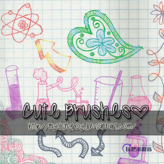 幼稚风格的手绘涂鸦学校元素Photoshop可爱图案笔刷-玩吧资源站