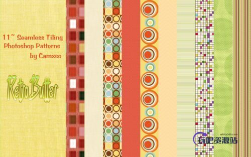 11种圆圈、方块等元素Photoshop填充图案底纹素材 .pat 下载-玩吧资源站