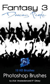 舞动的人像剪影、跳舞的轮廓造型PS笔刷下载-玩吧资源站