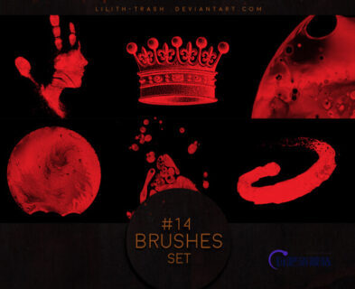 皇冠、手印头像、月球等Photoshop装饰笔刷-玩吧资源站