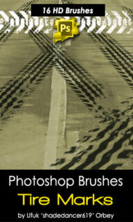 16种高清真实的轮胎痕迹、车轮印记、刹车痕迹Photoshop轮胎纹理笔刷素材-玩吧资源站