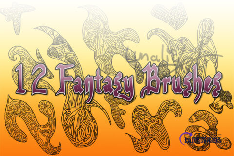12种酷的宗教图腾印记幻想图案PS笔刷素材下载-玩吧资源站
