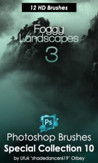 模糊朦胧的山水风景背景图案PS笔刷素材下载-玩吧资源站