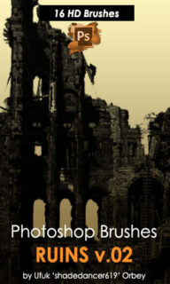 古迹废墟、建筑残垣断壁PS笔刷素材下载-玩吧资源站
