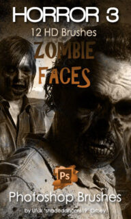 12个高清恐怖僵尸、丧尸、吸血鬼头像PS笔刷素材下载-玩吧资源站