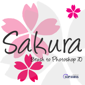 简单的日本樱花花纹图案PS笔刷素材