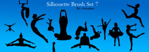 体育运动员轮廓剪影图形PS笔刷素材下载-玩吧资源站