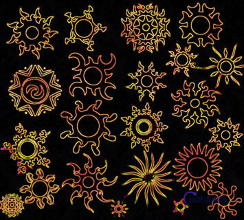 漂亮而又神秘的太阳花纹、太阳图案印记PS笔刷素材-玩吧资源站