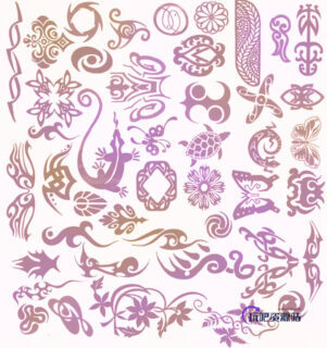 动物、昆虫式纹身图案、植物花纹刺青PS笔刷素材-玩吧资源站