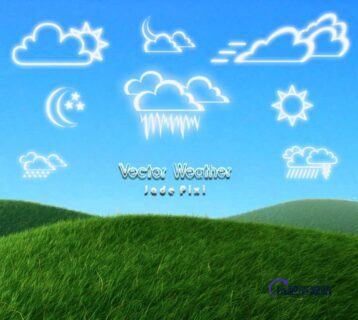 可爱卡哇伊的天气图案、乌云、太阳、月亮手绘图形PS呆萌笔刷-玩吧资源站