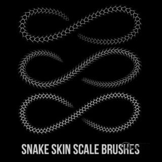 3种手绘的鳞片、鳞甲、蛇皮纹理PS纹理笔刷下载-玩吧资源站