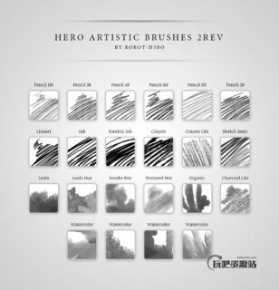 Photoshop手绘画笔笔触多种铅笔、蜡笔类型笔刷素材下载-玩吧资源站