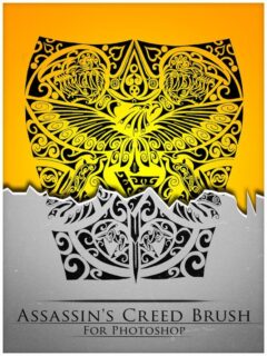 老鹰和老虎图腾图案、部落宗教印记PS神秘图案笔刷-玩吧资源站