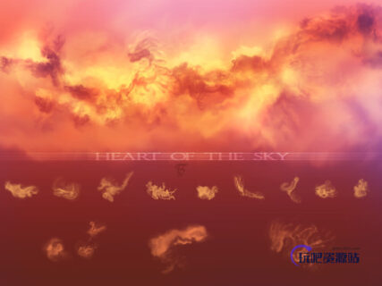 火烧云效果、烟雾浓烟滚滚效果PS笔刷素材-玩吧资源站