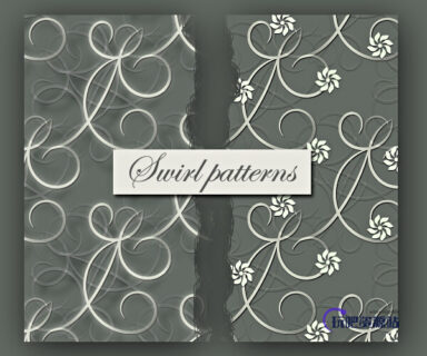2种漩涡式优雅的花纹图案PS填充素材图案下载-玩吧资源站