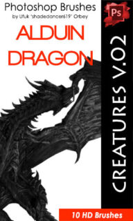 西方恶龙、魔龙造型PS笔刷素材-玩吧资源站