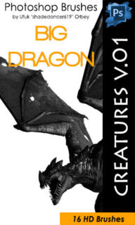 欧美恶龙图形、魔龙恐龙PS笔刷素材-玩吧资源站