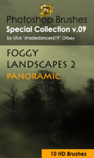 迷雾重重的大山背景、朦胧的山野风景PS笔刷素材-玩吧资源站