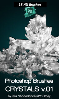 结晶体、冰晶、水晶效果PS笔刷素材-玩吧资源站
