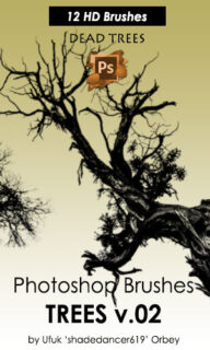 12种枯死的树木树枝造型Photoshop笔刷素材下载-玩吧资源站