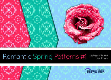 浪漫的花朵印花图案Photoshop填充图案文件底纹素材 .pat 下载-玩吧资源站