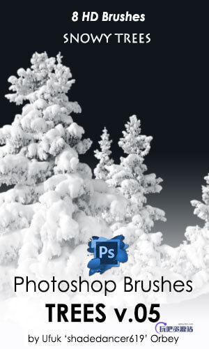 8种高清雪松、雾凇图形Photoshop笔刷素材