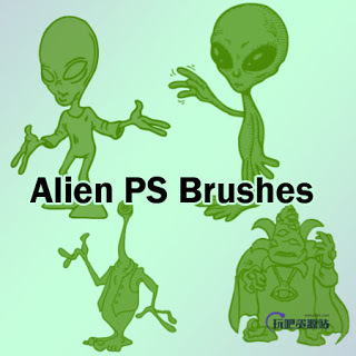 外星人卡通图案Photoshop笔刷素材下载
