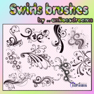 漂亮的非主流艺术花纹图案Photoshop潮流印花笔刷-玩吧资源站