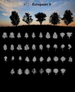 37种高级树荫、大树剪影效果Photoshop笔刷素材下载-玩吧资源站