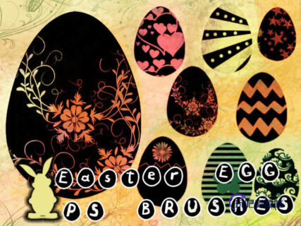 漂亮的花式复活节彩蛋图案Photoshop笔刷素材-玩吧资源站