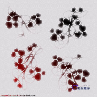 红桃爱心花纹图案PS笔刷下载（PNG图片素材）-玩吧资源站