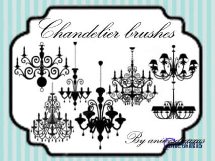 7种华丽高贵的吊灯、欧式灯装饰PS笔刷素材-玩吧资源站