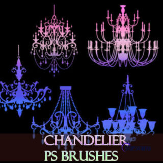 漂亮的欧式吊灯剪影图形PS笔刷素材-玩吧资源站