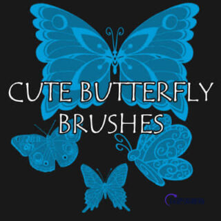 漂亮的蝴蝶花纹、彩蝶图案Photoshop蝴蝶笔刷-玩吧资源站