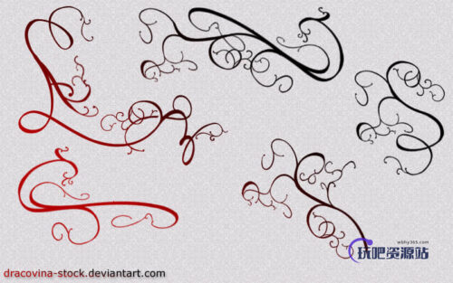 漂亮的手绘线条花纹艺术图案Photoshop印花笔刷-玩吧资源站