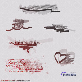 随意涂鸦笔迹PS笔刷素材-玩吧资源站