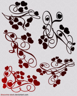 红桃心、爱心、心形花纹图案、印花PS笔刷素材-玩吧资源站